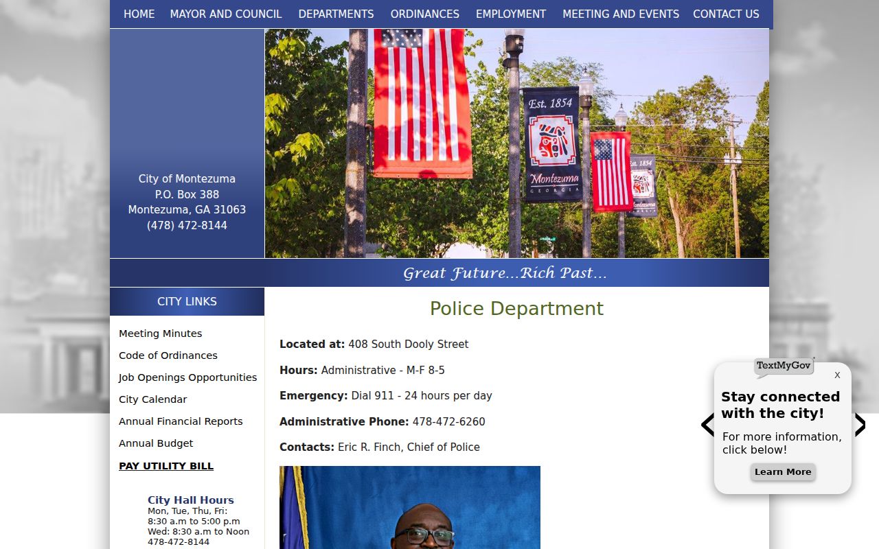 Official Montezuma Police Department contact and records information